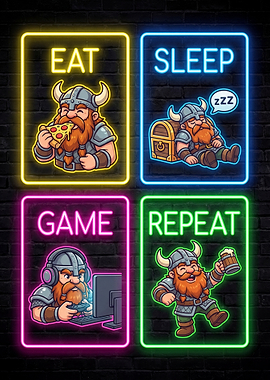 Eat Sleep Game Repeat Viking