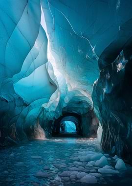 Blue Ice Cave Interior