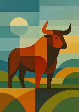 Geometric Bull Illustration