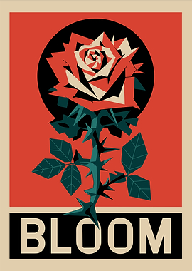 Geometric Rose Bloom Constructivism Poster