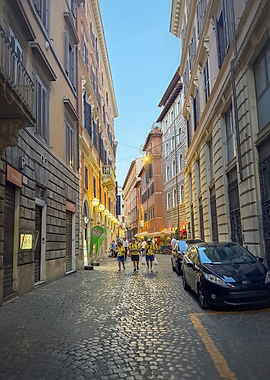 Cobblestone street in Rome, Italy