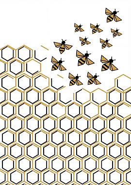 Bees and Honeycomb Pattern