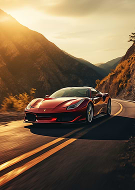 Red Ferrari on Mountain