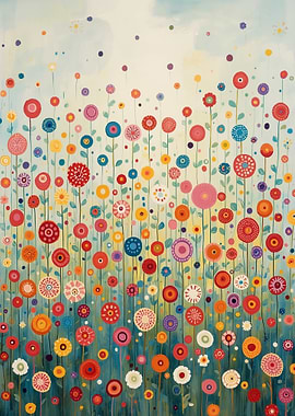 Colorful Floral Field Painting