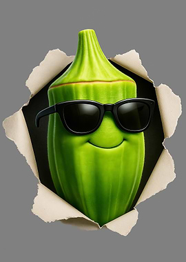 Cool Okra with Sunglasses