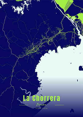 La Chorrera, Panama Map Art