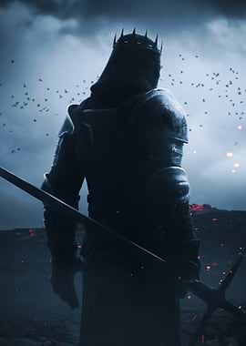 Dark Knight with Crown and Sword