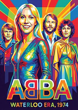 ABBA Waterloo Era 1974 Colorful Portrait