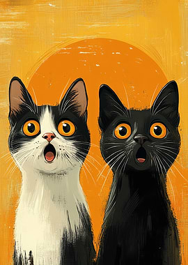 Surprised Cats Portrait