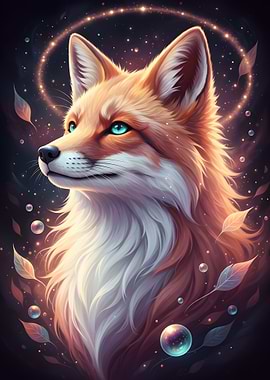 Fox Portrait with Magical Elements