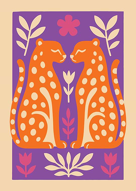 Stylized Leopards with Floral Accents