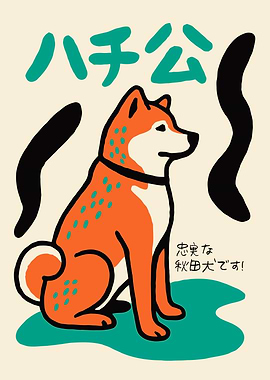 Hachiko Akita Dog Poster