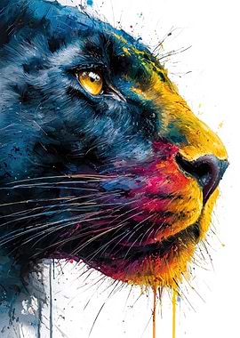 Colorful Panther Portrait