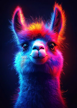 Neon Llama Portrait