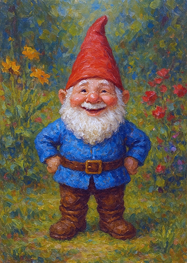 Smiling Garden Gnome Painting