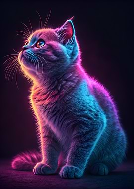Neon Kitten Portrait