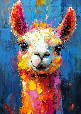 Colorful Llama Portrait Painting