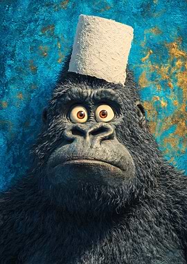 Gorilla with Toilet Paper Hat