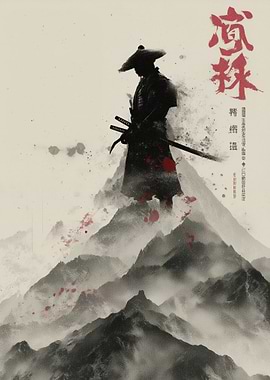Samurai Warrior on Mountain Peak