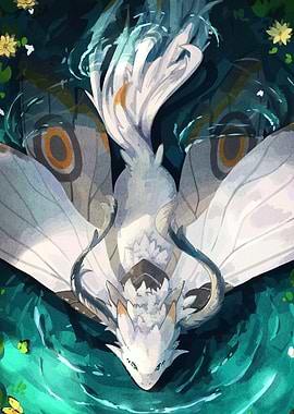 Dragon in Water with Lily Pads