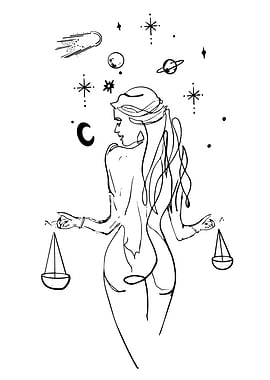 Libra Zodiac Sign Line Art