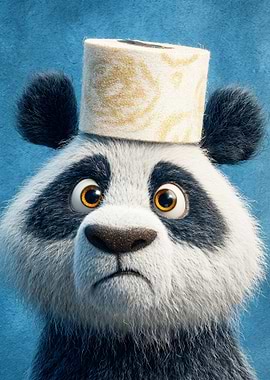 Panda with Toilet Paper Hat