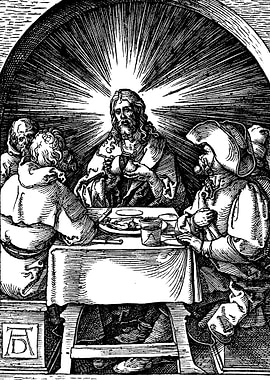 Christ in Emmaus Albrecht Durer Engraving