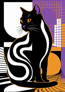 Abstract Black Cat Pop Art