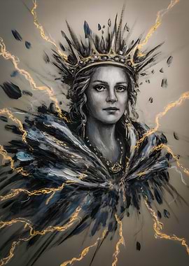 Storm Queen: Mystical Monarch with Spiked Crown and Lightning Power