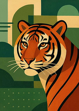 Geometric Tiger Portrait