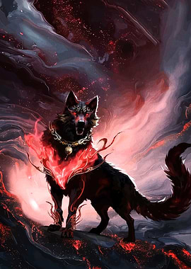 Fiery Wolf Digital Art