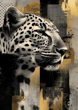 Black And Gold Leopard Collage