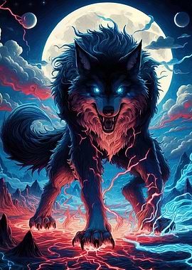 Majestic Wolf Under Moonlight