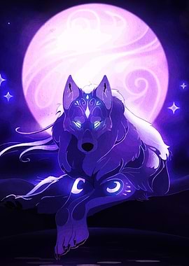Mystical Wolf Under the Moon