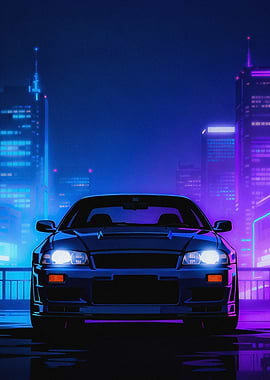 JDM Legend Nissan Skyline GT-R R34 - Midnight Cyberpunk