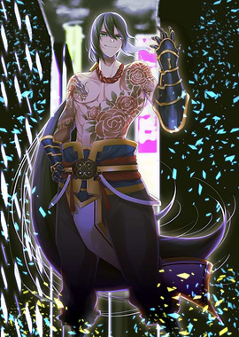 Tattooed Anime Character with Gauntlet