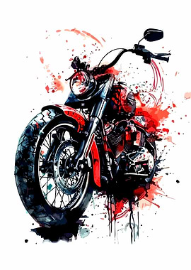 Motorcycle Watercolor Art