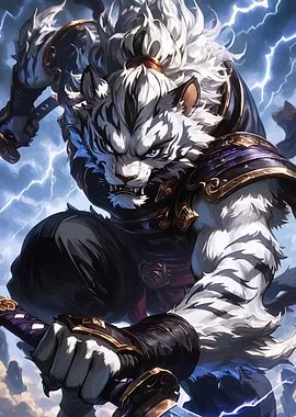 White Tiger Warrior with Swords