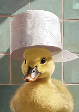 Duckling with Toilet Paper Hat