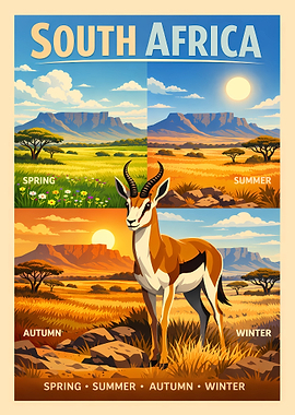 South Africa Four Seasons Illustration