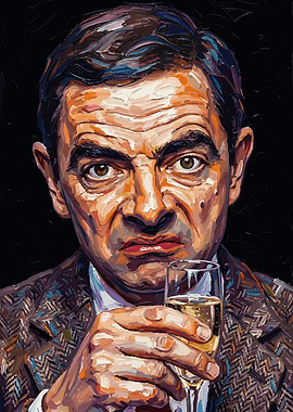 Mr. Bean with Champagne Painting