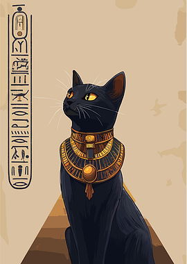 Egyptian Cat with Golden Collar