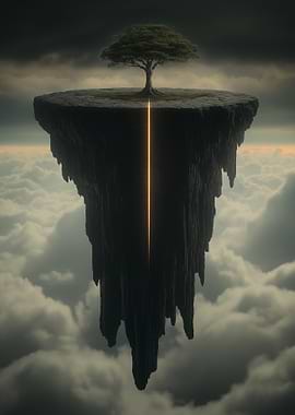 Floating Island with Tree and Light