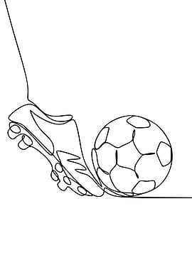 Soccer Ball and Shoe Line Art