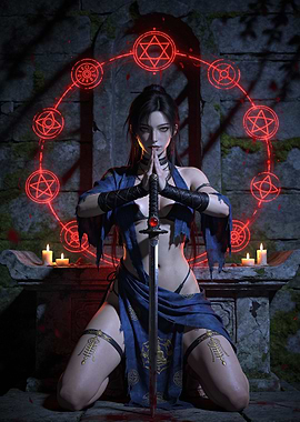 Mystic Warrior with Sword and Ritual