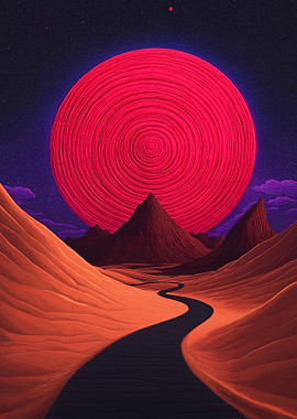 Surreal Red Planet Landscape