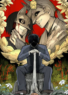 Dark Anime Illustration with Masked Figures