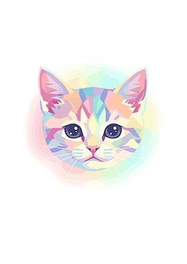 Colorful Geometric Cat Portrait