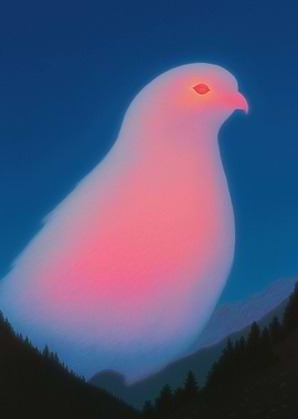 Glowing Bird Over Mountain Landscape