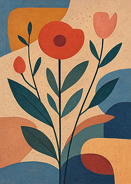 Abstract Floral Art with Warm Tones